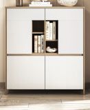 Highboard Finnes in wei� und Eiche Kommode skandinavisch 111 x 125 cm, Soft-Close