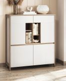 Highboard Finnes in wei� und Eiche Kommode skandinavisch 111 x 125 cm, Soft-Close