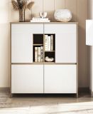Highboard Finnes in wei� und Eiche Kommode skandinavisch 111 x 125 cm, Soft-Close