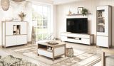 Highboard Finnes in wei� und Eiche Kommode skandinavisch 111 x 125 cm, Soft-Close