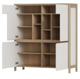 Highboard Finnes in wei� und Eiche Kommode skandinavisch 111 x 125 cm, Soft-Close
