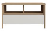 Couchtisch Finnes in wei� und Eiche Beistelltisch skandinavisch 80 x 60 cm, Soft-Close