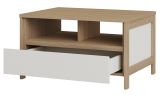 Couchtisch Finnes in wei� und Eiche Beistelltisch skandinavisch 80 x 60 cm, Soft-Close
