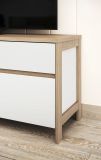 Wohnwand Finnes in wei� und Eiche Wohnkombination skandinavisch 4-teilig 360 cm, Soft-Close