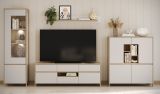 Wohnwand Finnes in wei� und Eiche Wohnkombination skandinavisch 4-teilig 360 cm, Soft-Close