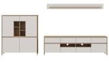 Wohnwand Finnes in wei� und Eiche Wohnkombination skandinavisch 3-teilig 319 cm, Soft-Close