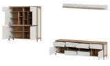 Wohnwand Finnes in wei� und Eiche Wohnkombination skandinavisch 3-teilig 319 cm, Soft-Close