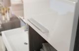 Badm�bel Set 3-teilig Shawn in wei� Hochglanz und Rauchsilber grau Badkombination 149 x 191 cm