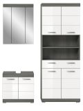 Badm�bel Set 3-teilig Shawn in wei� Hochglanz und Rauchsilber grau Badkombination 149 x 191 cm