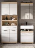 Badm�bel Set 3-teilig Mambo in wei� Hochglanz und Sonoma Eiche Badkombination 149 x 191 cm