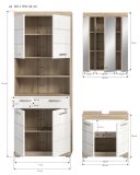 Badm�bel Set 3-teilig Mambo in wei� Hochglanz und Sonoma Eiche Badkombination 149 x 191 cm