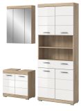 Badm�bel Set 3-teilig Mambo in wei� Hochglanz und Sonoma Eiche Badkombination 149 x 191 cm