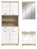 Badm�bel Set 3-teilig Mambo in wei� Hochglanz und Sonoma Eiche Badkombination 149 x 191 cm