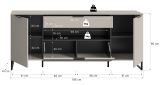 TV-Lowboard Morena in kaschmir und schwarz TV Unterteil 185 cm, Soft-Close
