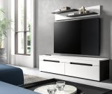 Wohnzimmer Set Cooper in Wei� und Grau, TV-Lowboard h�ngend / stehend mit Wandboard 170 cm