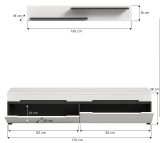 Wohnzimmer Set Cooper in Wei� und Grau, TV-Lowboard h�ngend / stehend mit Wandboard 170 cm