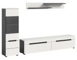Wohnwand Cooper in wei� und grau Wohnkombination 3-teilig h�ngend / stehend 221 cm