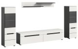 Wohnwand Cooper in wei� und grau Wohnkombination 4-teilig h�ngend / stehend 272 cm