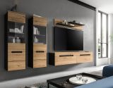 Wohnkombination Cooper in Artisan Eiche und grau, Set Lowboard 170 cm und Wandboard