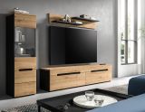 Wohnwand Cooper in Artisan Eiche und grau 3-teilig 220 cm h�ngend oder stehend, Soft-Close