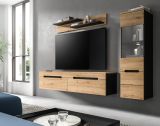 Wohnwand Cooper in Artisan Eiche und grau 3-teilig 220 cm h�ngend oder stehend, Soft-Close