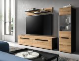 Wohnwand Cooper in Artisan Eiche und grau 3-teilig 220 cm h�ngend oder stehend, Soft-Close