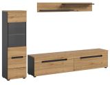 Wohnwand Cooper in Artisan Eiche und grau 3-teilig 220 cm h�ngend oder stehend, Soft-Close