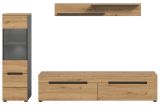 Wohnwand Cooper in Artisan Eiche und grau 3-teilig 220 cm h�ngend oder stehend, Soft-Close