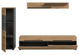 Wohnwand Cooper in Artisan Eiche und grau 3-teilig 220 cm h�ngend oder stehend, Soft-Close