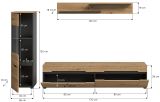Wohnwand Cooper in Artisan Eiche und grau 3-teilig 220 cm h�ngend oder stehend, Soft-Close