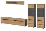 Wohnwand Cooper in Artisan Eiche und grau 4-teilig 270 cm h�ngend oder stehend, Soft-Close