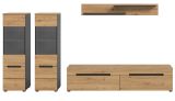 Wohnwand Cooper in Artisan Eiche und grau 4-teilig 270 cm h�ngend oder stehend, Soft-Close