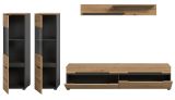 Wohnwand Cooper in Artisan Eiche und grau 4-teilig 270 cm h�ngend oder stehend, Soft-Close