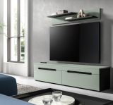 Wohnkombination Cooper in Salbei Gr�n und Basalt Grau TV-Lowboard h�ngend / stehend und Wandboard 170 cm