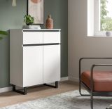 Kommode Gelia in wei� und schwarz Highboard 80 x 99 cm, Soft-Close