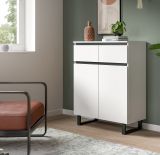 Kommode Gelia in wei� und schwarz Highboard 80 x 99 cm, Soft-Close