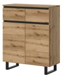 Kommode Gelia in Evoke Eiche und schwarz Highboard 80 x 99 cm, Soft-Close
