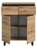 Kommode Gelia in Evoke Eiche und schwarz Highboard 80 x 99 cm, Soft-Close