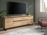 TV-Lowboard Gelia in Evoke Eiche und schwarz TV Unterteil 188 x 65 cm, Soft-Close und Komforth�he