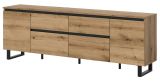 TV-Lowboard Gelia in Evoke Eiche und schwarz TV Unterteil 188 x 65 cm, Soft-Close und Komforth�he