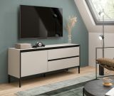 TV-Lowboard Torello in Kaschmir und Schwarz TV Unterteil mit Komforth�he 150 x 62 cm