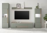 Vitrine Center in Salbei und Barista Eiche Vitrinenschrank 50 x 197 cm