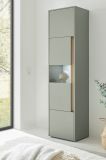 Vitrine Center in Salbei und Barista Eiche Vitrinenschrank 50 x 197 cm