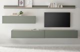 Wohnwand Center in Salbei und Barista Eiche Set 5-teilig mit XXL TV-Board 340 cm
