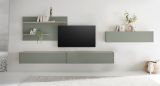 Wohnwand Center in Salbei und Barista Eiche Set 4-teilig mit XXL-TV-Schrank 400 cm
