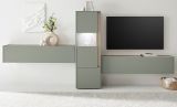 Wohnwand Center in Salbei und Barista Eiche Wohnkombination Set 3-teilig 350 cm