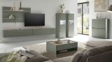 Wohnwand Center in Salbei und Barista Eiche Wohnkombination Set 5-teilig mit XXL-TV-Schrank 440 cm