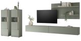 Wohnwand Center in Salbei und Barista Eiche Wohnkombination Set 5-teilig mit XXL-TV-Schrank 440 cm