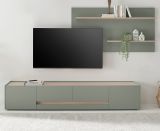 Wohnwand Center in Salbei und Barista Eiche Wohnkombination Set 2-teilig 300 cm
