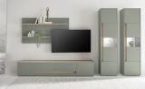 Wohnwand Center in Salbei und Barista Eiche Wohnkombination Set 4-teilig mit XL-TV-Schrank 400 cm